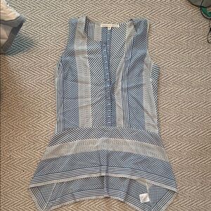 Veronica Beard Blue Asymmetrical Sleeveless Blouse